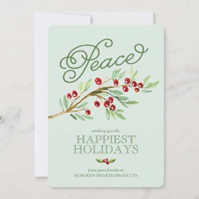 Simple Elegance Peace Business Holiday Greetings Card (Front)