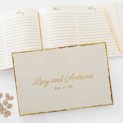 Simple Elegance Personalized Gold Edge Guest Book