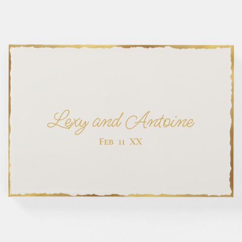 Simple Elegance Personalized Off White Gold Edge Guest Book