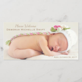 Simple Elegance Photo Birth Announcement