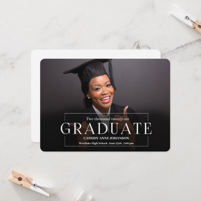 Simple Elegance Photo Class of 2026 Graduation Invitation (Front/Back In Situ)