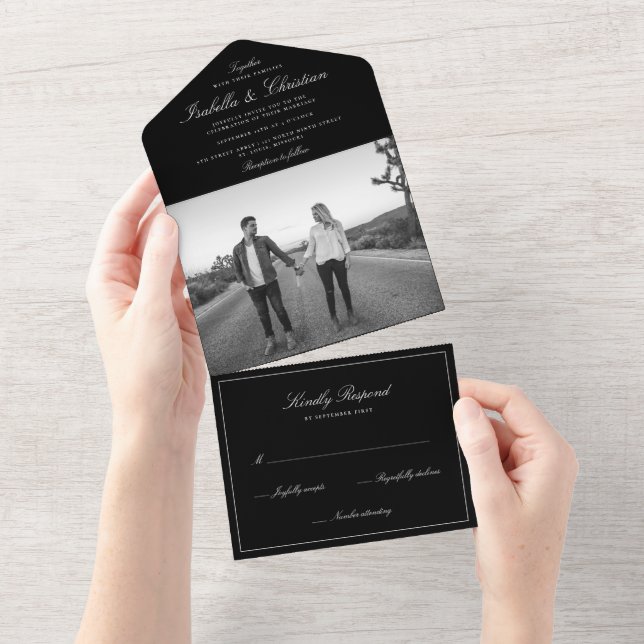 Simple Elegance Photo Wedding All In One Invitatio All In One Invitation (Tearaway)