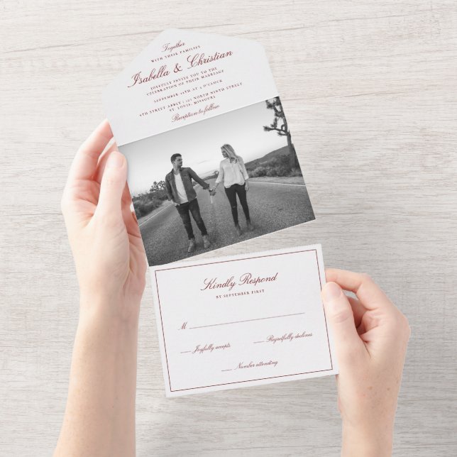 Simple Elegance Photo Wedding All In One Invitatio Invitation (Tearaway)