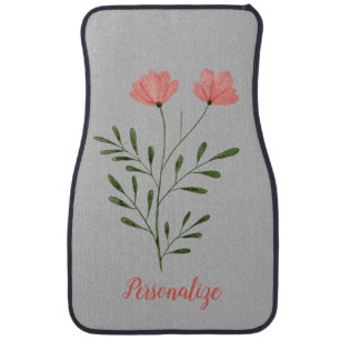 Simple Elegance Pink Flower Stems Dainty Floral Ca Car Floor Mat