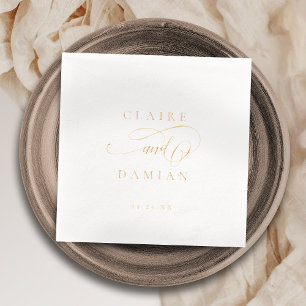 Simple Elegance Romantic Script Classic Wedding Foil Napkins