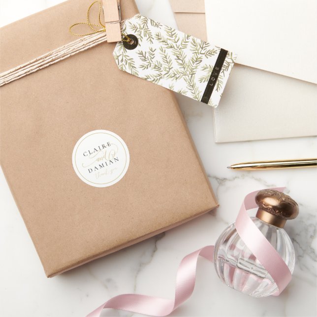 Simple elegance romantic script wedding Favor Classic Round Sticker (Gifting)