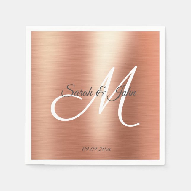 Simple Elegance Rose Gold Party Wedding Napkins (Front)