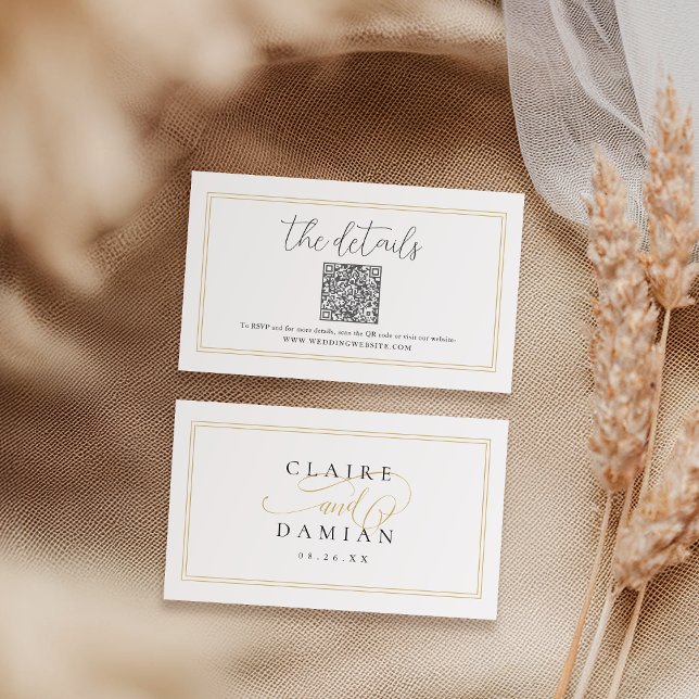Simple Elegance Script QR code Details Card (Simple Elegance Script QR code Details Card)