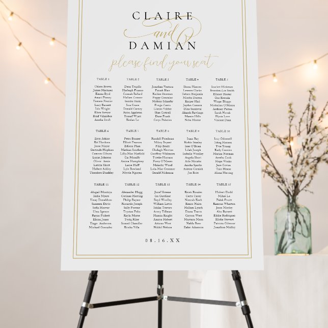 Simple Elegance Script Wedding Seating Chart Foam Board (In Situ (Stand))