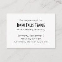 Simple Elegance Temple Sealing Ceremony Invitation