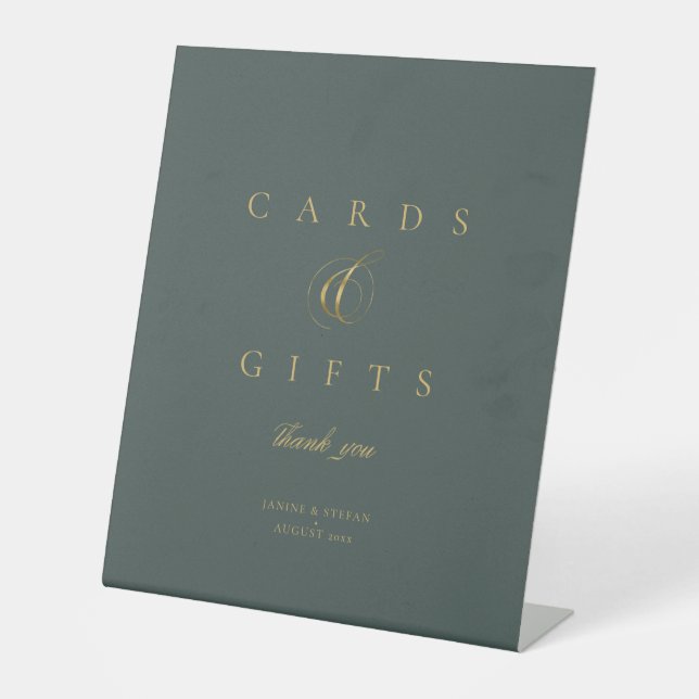 Simple Elegance Wedding Cards Gifts Green ID1022 Pedestal Sign (Front)