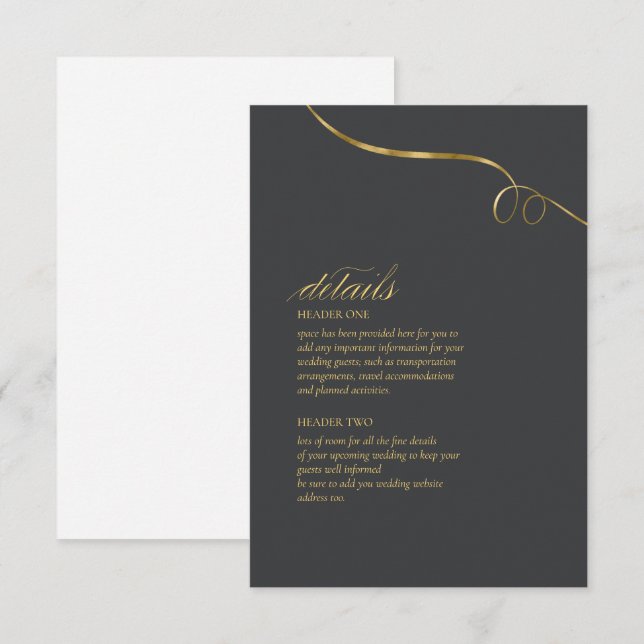 Simple Elegance Wedding Details Charcoal ID1022 Enclosure Card (Front/Back)