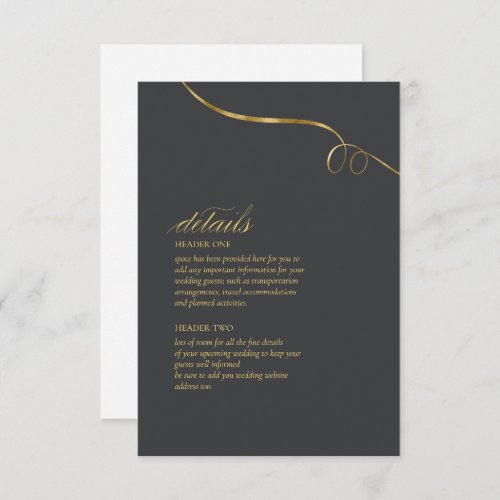 Simple Elegance Wedding Details Charcoal ID1022 Enclosure Card