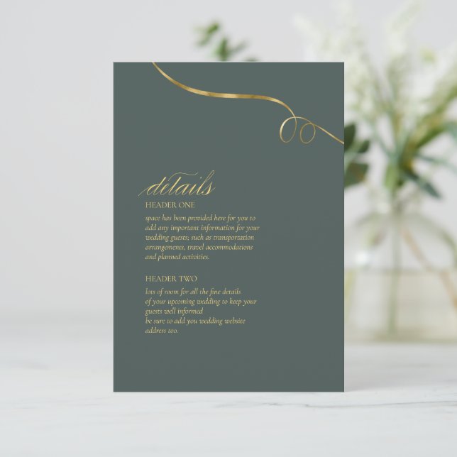 Simple Elegance Wedding Details Green ID1022 Enclosure Card (Standing Front)