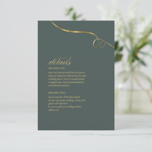 Simple Elegance Wedding Details Green ID1022 Enclosure Card