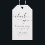 Simple Elegance Wedding Favor Thank You Gift Tags<br><div class="desc">Custom-designed wedding favor thank you tags featuring modern hand calligraphy design with personalized text/thank you message,  couple/bride and grooms' names,  and wedding date.</div>