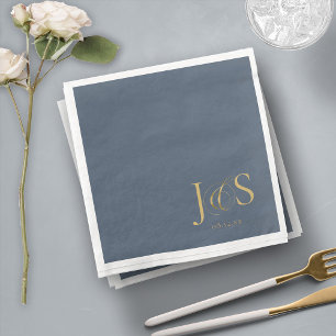 Simple Elegance Wedding Initials Blue ID1022 Paper Dinner Napkins