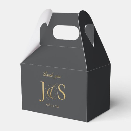 Simple Elegance Wedding Initials Charcoal ID1022 Favor Boxes