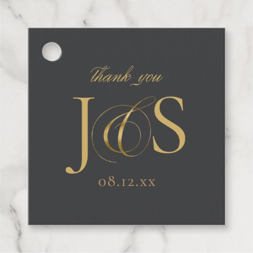 Simple Elegance Wedding Initials Charcoal ID1022 Favor Tags