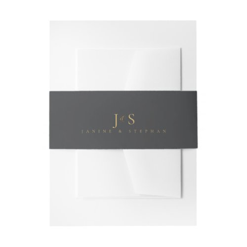 Simple Elegance Wedding Initials Charcoal ID1022 Invitation Belly Band