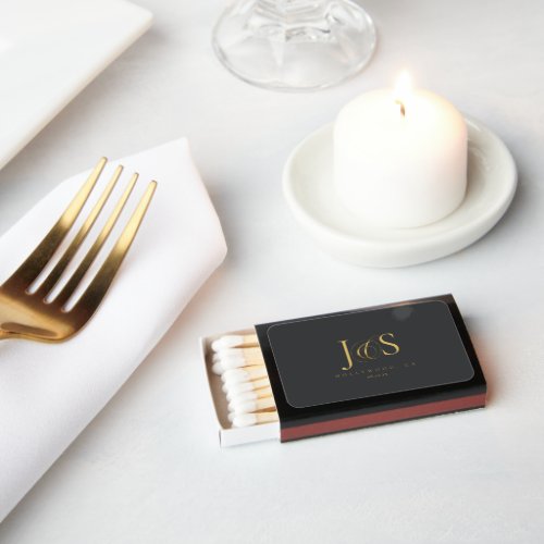 Simple Elegance Wedding Initials Charcoal ID1022 Matchboxes