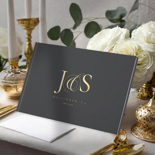 Simple Elegance Wedding Initials Gold Foil ID1022 Foil Guest Book