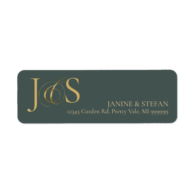 Simple Elegance Wedding Initials Green ID1022 Label (Front)