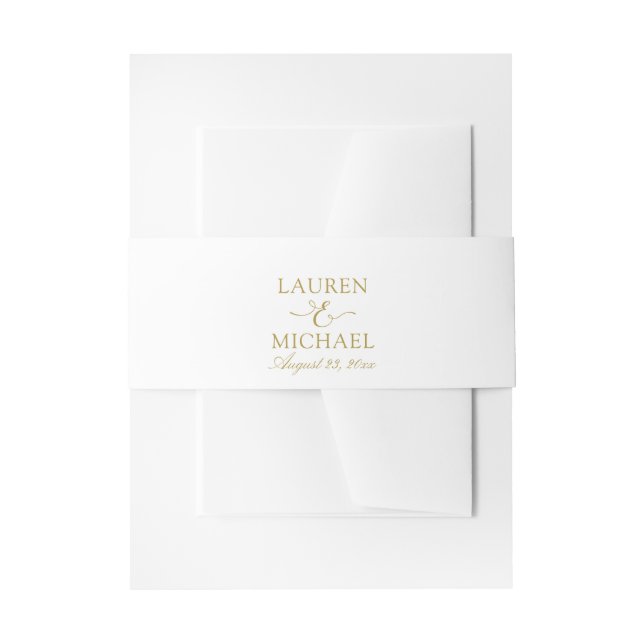 Simple Elegance Wedding Invitation Belly Band-Gold Invitation Belly Band (Front Example)