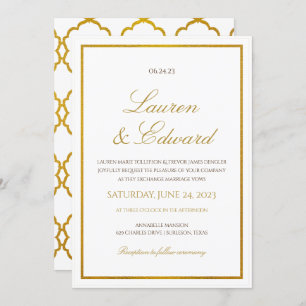 Simple Elegance Wedding Invitation- Faux Gold Foil Invitation