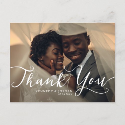 Simple Elegance Wedding Photo Thank You Postcard