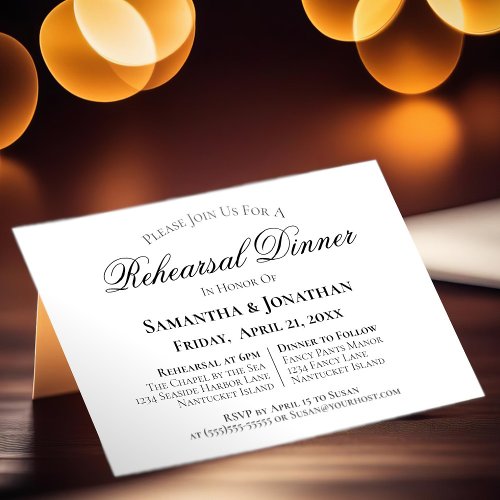 Simple Elegance Wedding Rehearsal Dinner Invitation