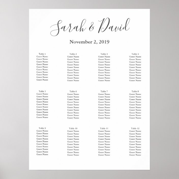 Simple Elegance Wedding Seating Chart 18x24 | Zazzle.com