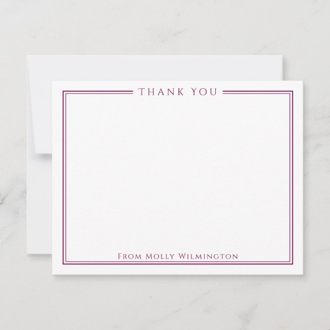 Simple Elegance Wine Red Thank You Note Card (Front)