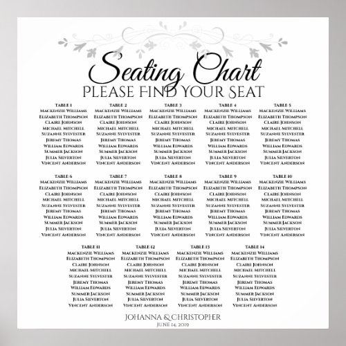 Simple Elegant 14 Table Wedding Seating Chart