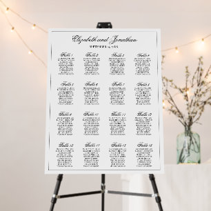 Simple Elegant 16 Table Wedding Seating Chart Foam Board