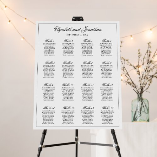 Simple Elegant 16 Table Wedding Seating Chart Foam Board