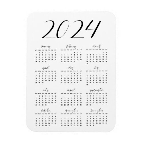 Simple elegant 2024 calendar magnet
