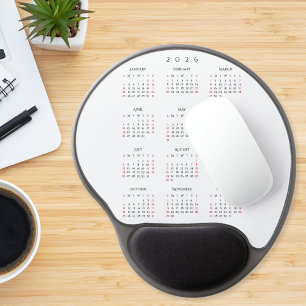 Simple Elegant 2026 Calendar Home Office Ergonomic Gel Mouse Pad