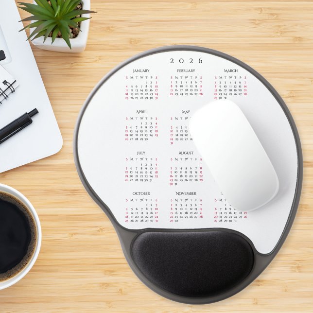 Simple Elegant 2026 Calendar Home Office Ergonomic Gel Mouse Pad (Simple Elegant 2026 Calendar Home Office Ergonomic Gel Mouse Pad)