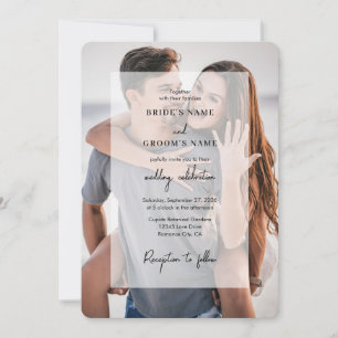 Simple Elegant 2 Photo Overlay Script Wedding Invitation