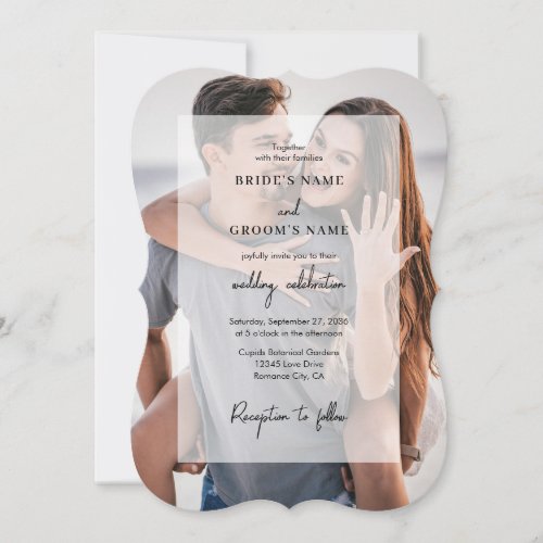 Simple Elegant 2 Photo Overlay Script Wedding Invitation
