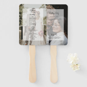 Simple Elegant 2 Photo Overlay Wedding Program Hand Fan