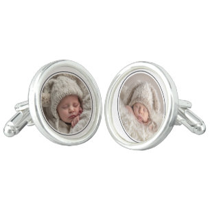 Simple elegant 2 photo template Personalized Cufflinks