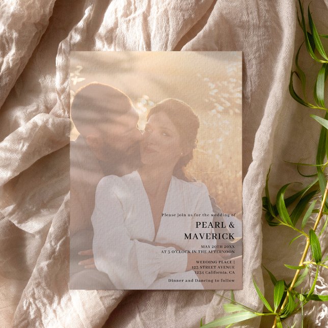 Simple elegant 2 photos chic black white wedding invitation (Creator Uploaded)