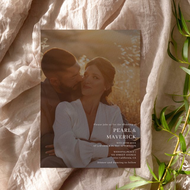 Simple elegant 2 photos chic white black wedding invitation (Creator Uploaded)