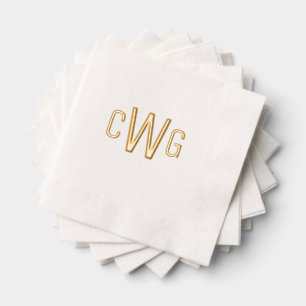 Simple Elegant 3 Initial Letter Monogram #1 Foil Napkins
