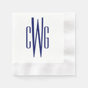 Simple Elegant 3 Initial Letter Monogram #4 Blue Napkins