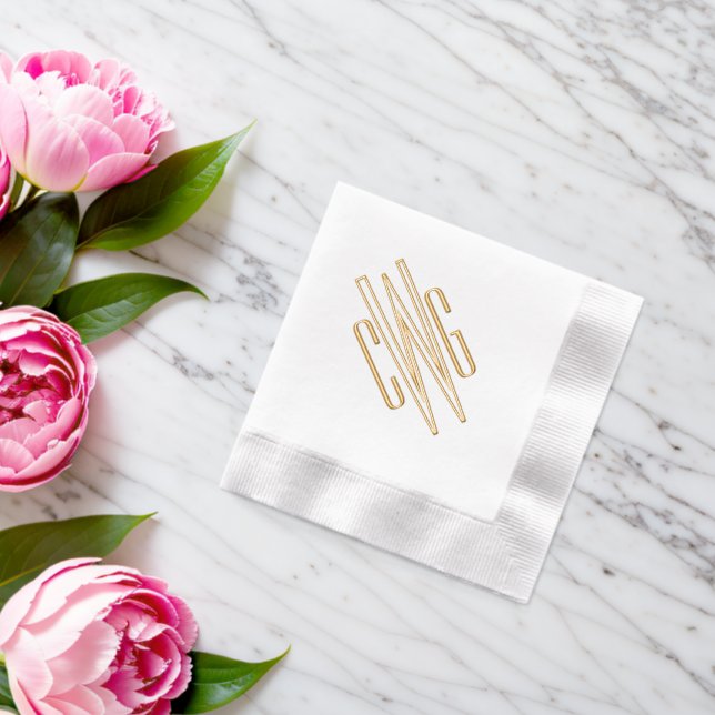 Simple Elegant 3 Initial Letter Monogram #4 Foil D Foil Napkins (Insitu (Wedding))