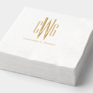 Simple Elegant 3 Initial Letter Monogram #4 Name Foil Napkins