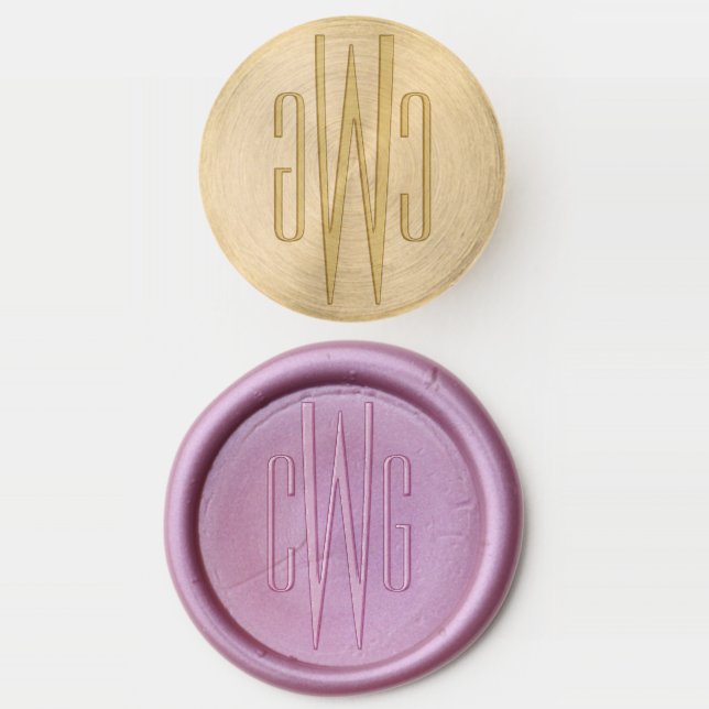 Simple Elegant 3 Initial Letter Monogram #4 Wax Seal Stamp (Stamped)